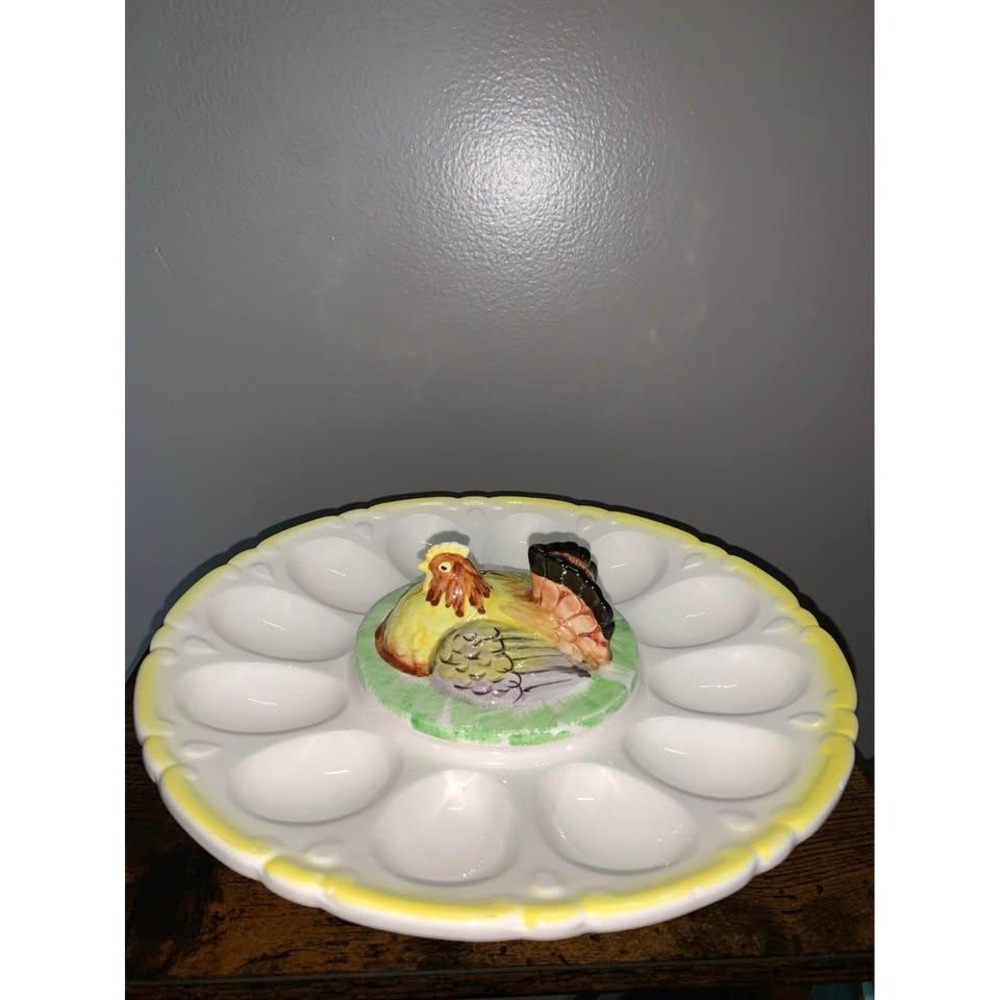 Vintage ceramic deviled egg platter